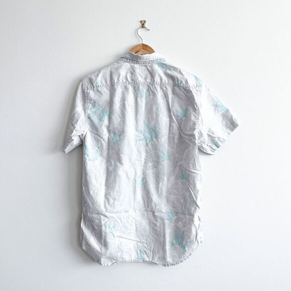 Quiksilver Mens Modern Fit Shirt Button Down Short Sleeve Floral Blue Gray Sz M - Picture 2 of 7
